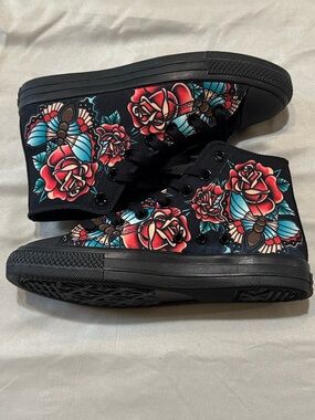 RAAD Shop High Top Canvas Sneakers Roses & Butterflies M4.5/W6